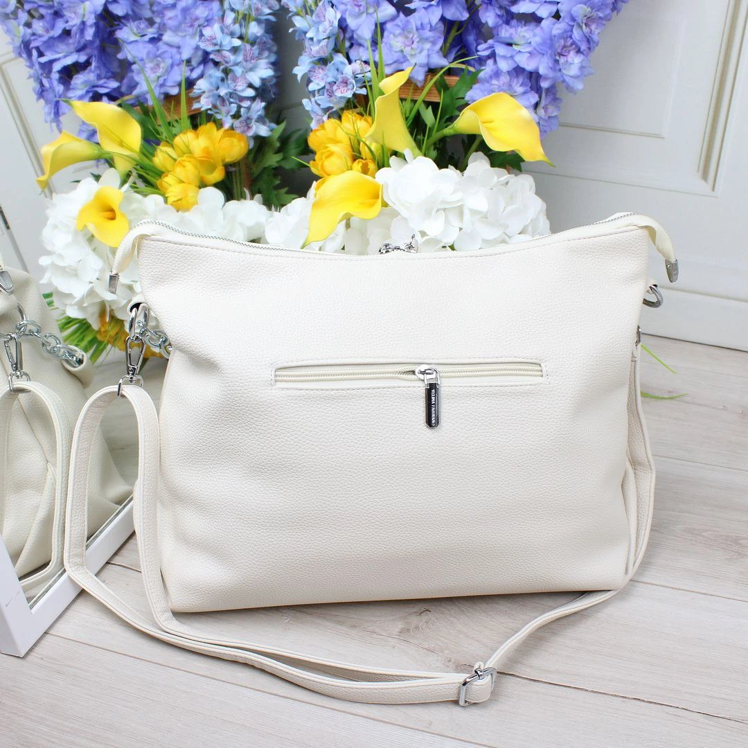 Жіноча молочна сумка-мішок з екошкіри для щоденних клопотів